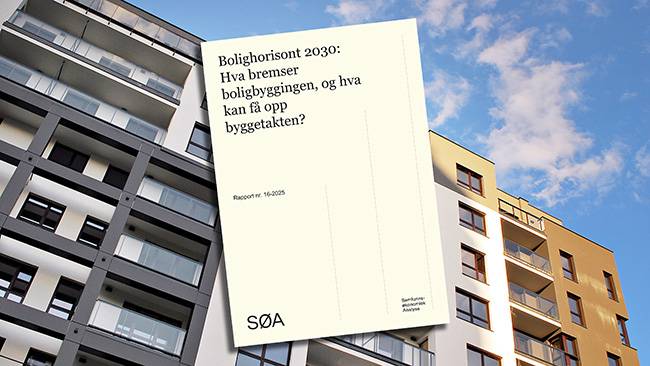 et pent boligbygg med forside av rapporten 